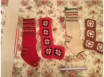 Lot Of 5 Retro Vintage Christmas Stockings