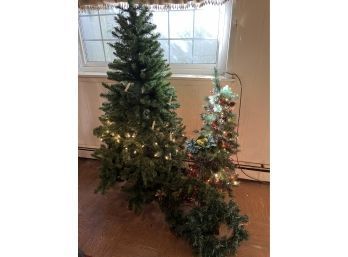 2 Christmas Trees 2 Wreaths & Holly Pillar Candle Holder See All Photos