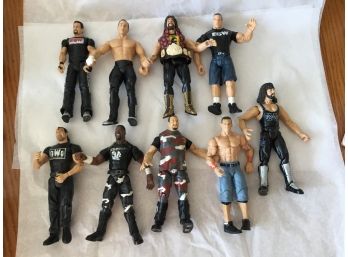 Lot Of 9 WWE Wrestling Action Figures