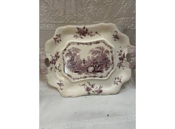 Rare Old Masons England Porcelain Tray Beautiful Purple And White