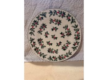 Formalities By Baum Bros Holly Collection Plate Ivory Green Red Gold 10.5 In