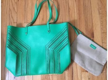 Stella & Dot Pretty Green Beach Tote Bag Pocketbook