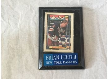 Brian Leetch New York Rangers Topps All Star Card On Plaque 1992