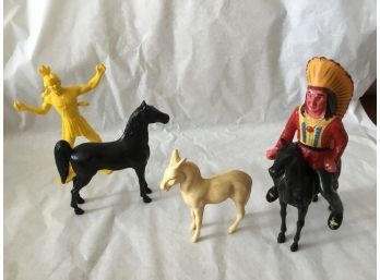 Vintage Horse And Indian Plastic Toys