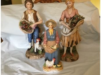 Lot Of 3 Farmer Figurines