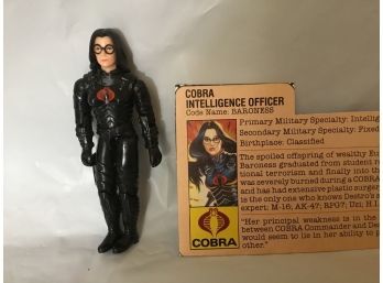 Vintage GI Joe Action Figure Cobra Intelligence Officer Baroness With Card