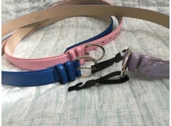 Assorted Ladies Leather Belts Size Small Purple Blue And Pink