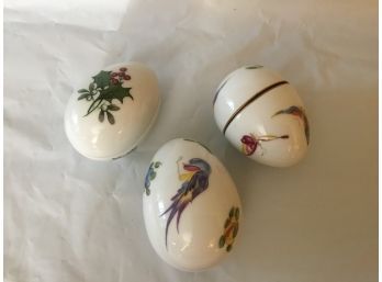 3 Limoges Egg Trinket Boxes