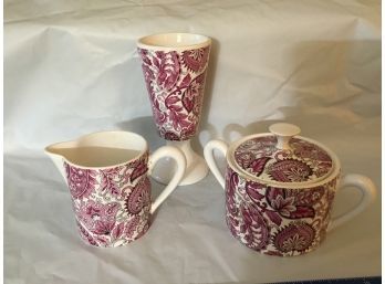 Exclusive Chamart Sugar Bowl Creamer And Vase Pretty Purple Paisley Print