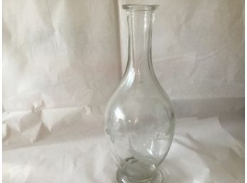 Floral Etched Glass Vase Decanter