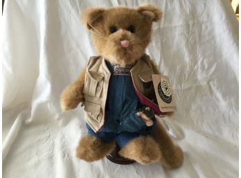 Boyds Bears Dorchester Catsworth W/Artie Frog #919760 2000 Fishing Cat & STAND