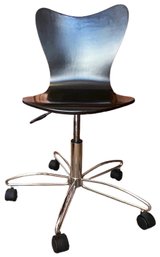 WEST ELM- Desk Chair On Wheels, Wooden Chair With Dark Stain
