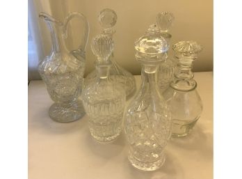 5 CRYSTAL GLASS 13” DECANTERS & EWER 12”