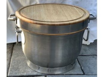 LARGE 16 3/4” W X 10” H BUTCHER BLOCK COVERED PARTY BUCKET