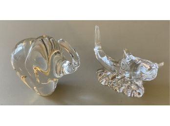 WATERFORD DOLPHIN &  ROSENTHAL CRYSTAL ELEPHANT