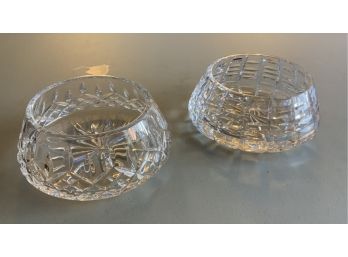 PAIR WATERFORD 7”  GLASS CRYSTAL BOWLS   (1 Has A Small Nick On Rim)