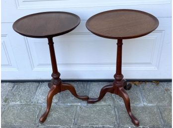 PAIR CONTEMPORARY CANDLESTANDS 26” X 15 15 1/2” DIAM TOPS