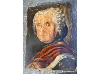 EARLY OIL PAINTING PORTRAIT ON WOOD PANEL “FRIEDRICHS OF GROVES” 6” X 8 1/4”