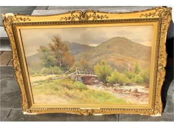 “WM. PASKELL ‘98” LANDSCAPE WATERCOLOR 23” X 15” FRAMED