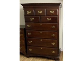 MAHOGANY 9 DRAWER SUMPTER CABINET CO  HIGH CHEST (B)