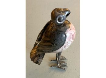 VINTAGE TAXCO MEXICO 925 STERLING & AGATE  BIRD FIGURINE SIGNED LEM