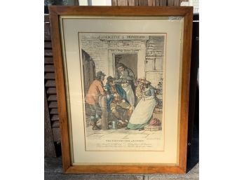 19th C HAND COLORED ENGRAVING MC  PRESTEL  “COUNTRY GIRL IN LONDON” 16” X 21”