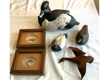 3 DECOYS & FRAMED DUCK PICTURES