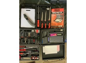 ANGLERS CHOICE FISHING KNIFE SET- GENERAL TOOL KIT- P TOUCH LABELER