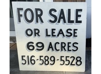 1960’s FOR SALE OR LEASE 69 ACRES HAND MADE PLYWOOD SIGN 24”