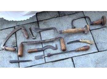 EARLY CABINET MAKING TOOLS WOOD HANDLES 9 PC