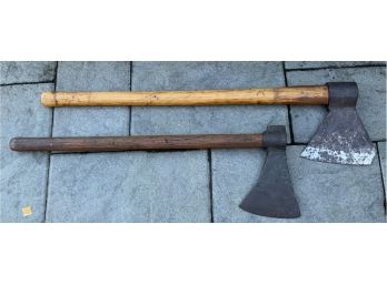 2 ANTIQUE AXES- ONE WITH CROSS
