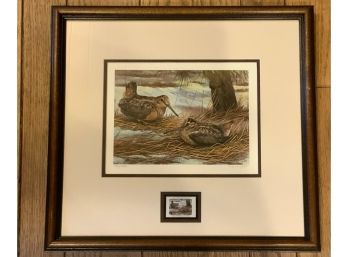 1986 JIM FOOTE CONSERVATION STAMP PRINT RUFFED GROUSE FRAMED SIGNED  FRAME