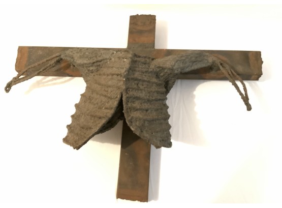 FRANK M. HERZ (1936- 2016) ABSTRACT STEEL CRUCIFICATION WALL SCULPTURE- WE CAN SHIP!