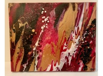 JERRIE GAST ABSTRACT O/C PAINTING 'SPRING HAIL STORM' ALABAMA  ARTIST 16 X 20- WE CAN SHIP!