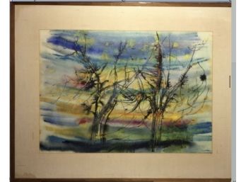 SHIRLEY BLACK WATERCOLOR NY ARTIST SIGNED 1970   Image 15 X 22  Frame 21 X 29- CAN BE SHIPPED!!