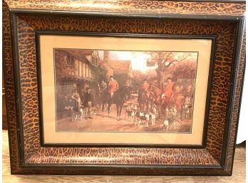 LARGE RALPH LAUREN STUDIO HUNTING PRINT  With Exotic Frame Image 18 X 30, Frame 30 X 50