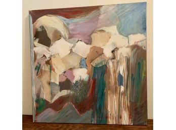 LONG ISLAND ARTIST SIGNED H LARGE ABSTRACT PAINTING  40 X 40