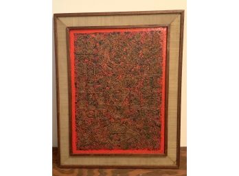 MODERNIST GEOMETRIC IMPASTO ABSTRACT PAINTING ILLEGIBLY SIGNED- WE CAN SHIP!