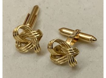 14K LOVE KNOT TWIST CUFFLINKS 6.6 DWTS MARKED S- WE CAN SHIP!