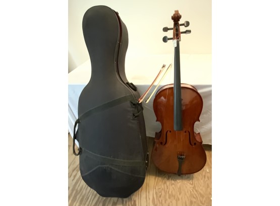 CELLO W/tags & 2 BOWS (1 GLASSER) WITH HARD CASE