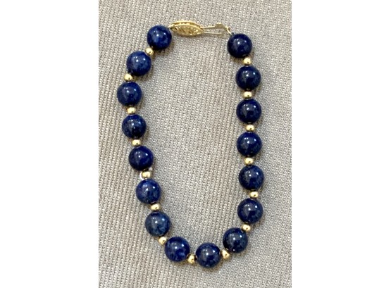 14K LAPIS & GOLD 7 INCH BRACELET JEWELRY  - WE CAN SHIP!