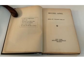 SECOND APRIL EDNA ST VINCENT MILLAY POEMS DUST JACKET 1st EDITION 1921- WE CAN SHIP!