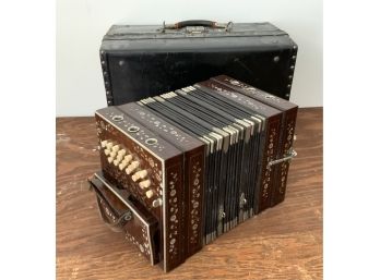 CONCERTINA MOP INLAID ROSEWOOD VICTORIAN BANDONEON WORKS!- WE CAN SHIP!