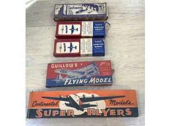 5 VINTAGE AIRPLANE PLANE MODEL KITS- CONTINENTAL- GUILLOWS- STROMBECKER- WE CAN SHIP!