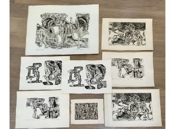 EARLY SALVATORE GRIPPI 1953-55 8 WOODCUTS/PRINTS- UNFRAMED- WE CAN SHIP!