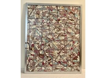 BAKER LARGE ABSTRACT 34 X 42 UNDER GLASS W/WOOD FRAME