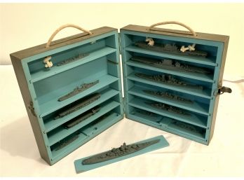 WW2 14 US NAVY SHIP MODELS MARK 1 MINIATURES FOR AIR TRAINING IN WOOD CRATE- WE CAN SHIP!