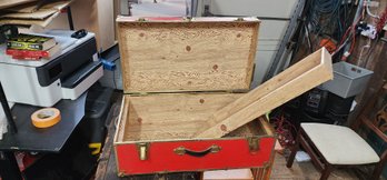 Nice Red Steamer Trunk With Insert