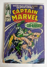 1 Marvel Comic, Captain Marvel, Issue 4 Aug, Mar-vell Vs Sub-mariner
