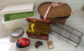8 Decorative Boxes, Tins And Baskets